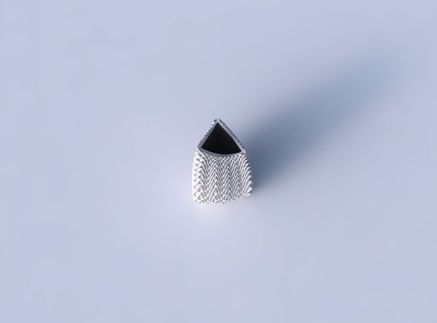 Vase curved tipping triangle 2 with grid piramides 2 3D print model_2