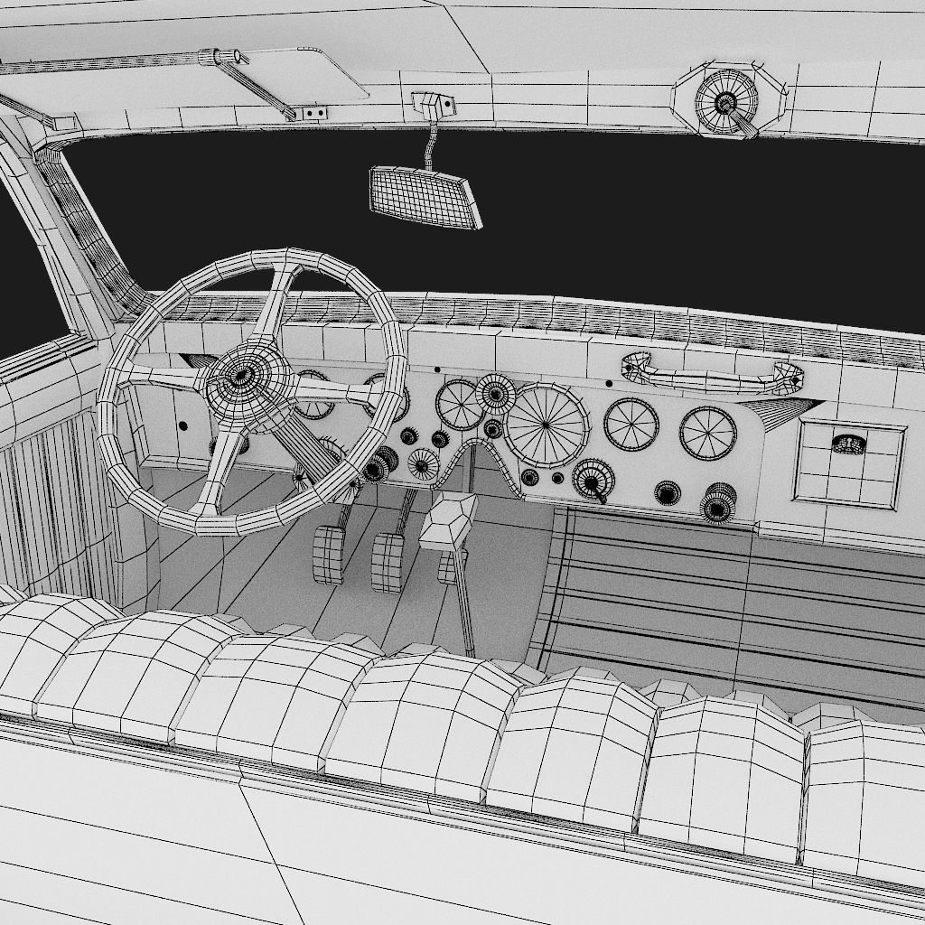 interior of the antique car 3D model_9