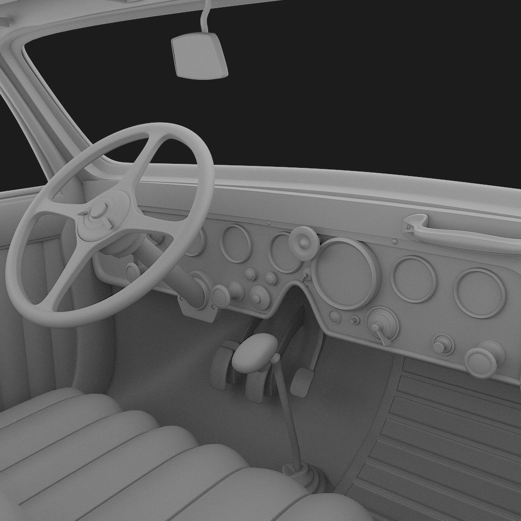 interior of the antique car 3D model_1