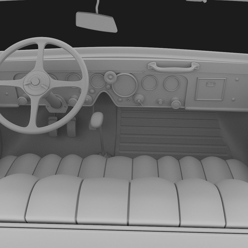 interior of the antique car 3D model_6
