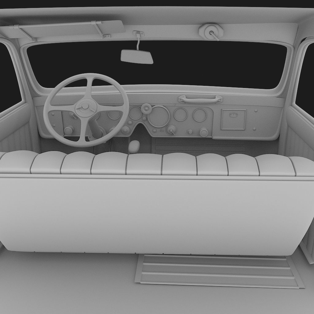 interior of the antique car 3D model_7