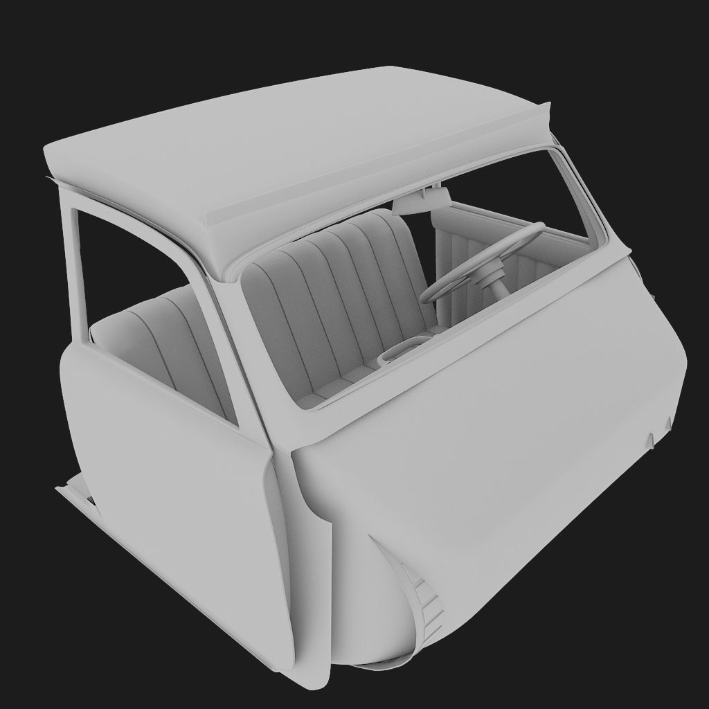 interior of the antique car 3D model_4