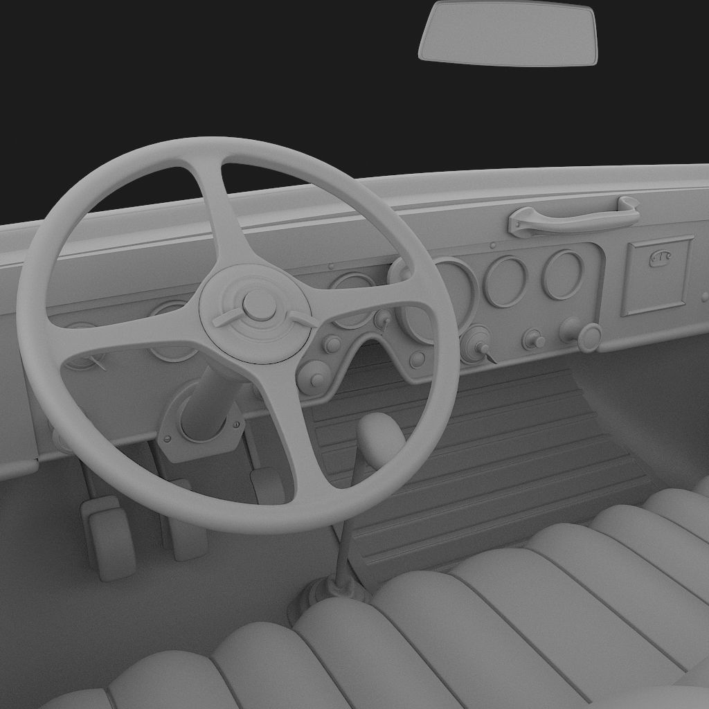 interior of the antique car 3D model_2