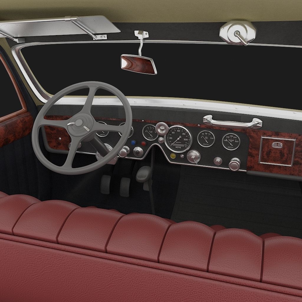 interior of the antique car 3D model_8