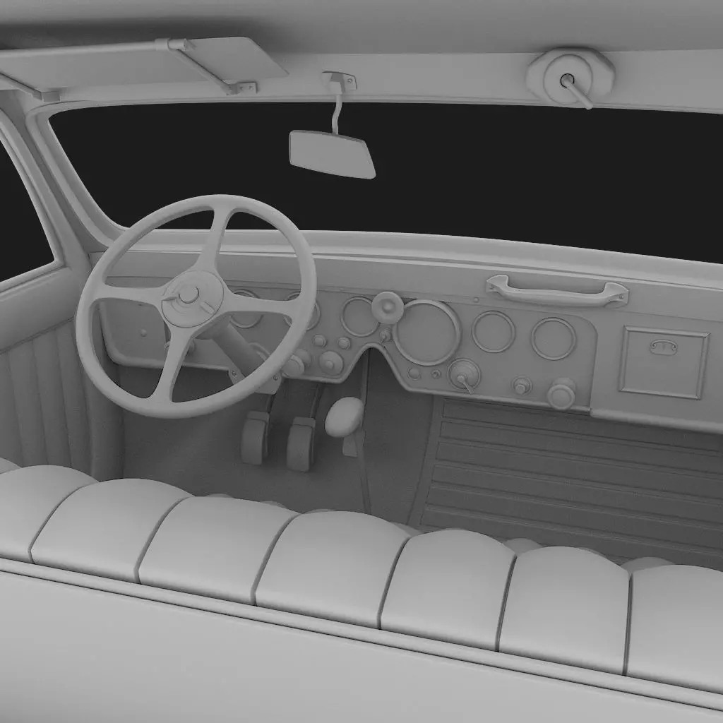 interior of the antique car 3D model_0