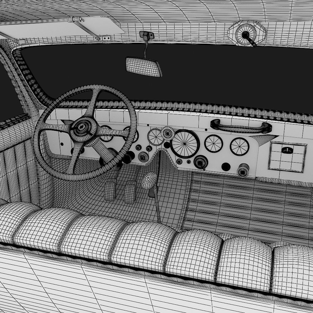 interior of the antique car 3D model_10