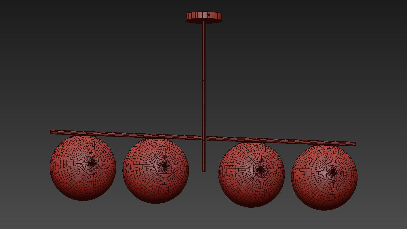 Maxim Vesper Brass and Black 4-Light Island Pendant 3D model_8