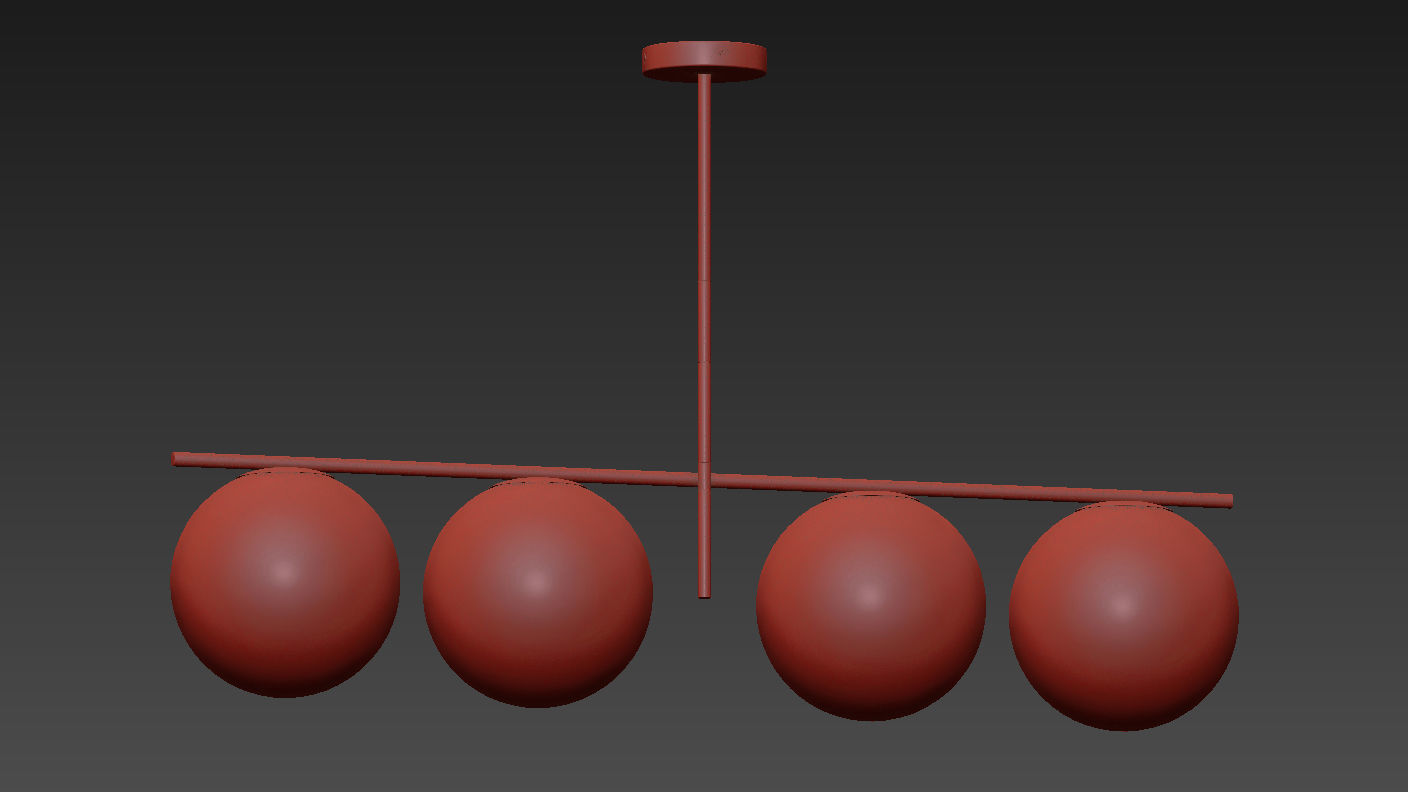 Maxim Vesper Brass and Black 4-Light Island Pendant 3D model_2