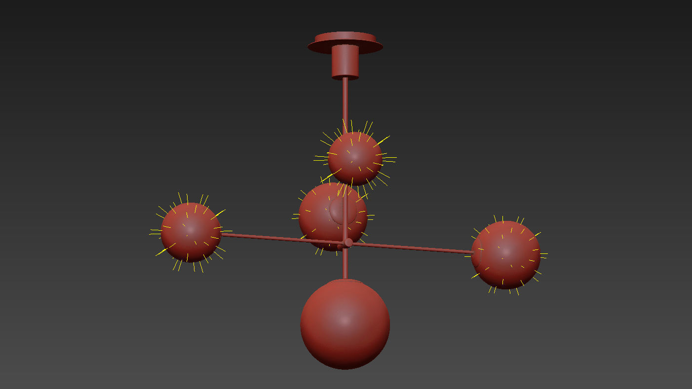 Maxim Vesper Satin Brass and Black 5-Light Pendant by Lamps Plus 3D model_2