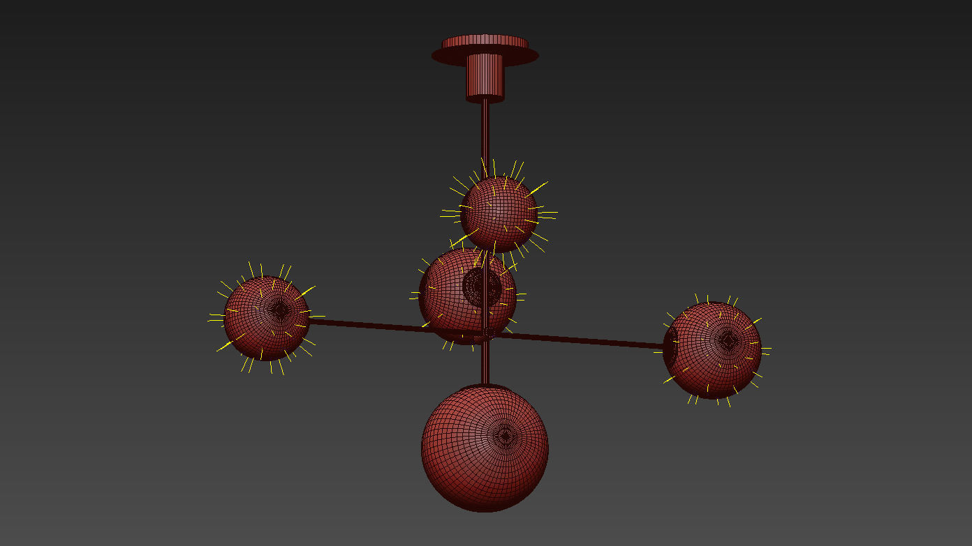 Maxim Vesper Satin Brass and Black 5-Light Pendant by Lamps Plus 3D model_3