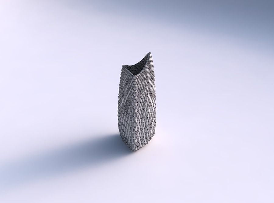 Vase curved tipping triangle 2 with grid piramides 3D print model_5