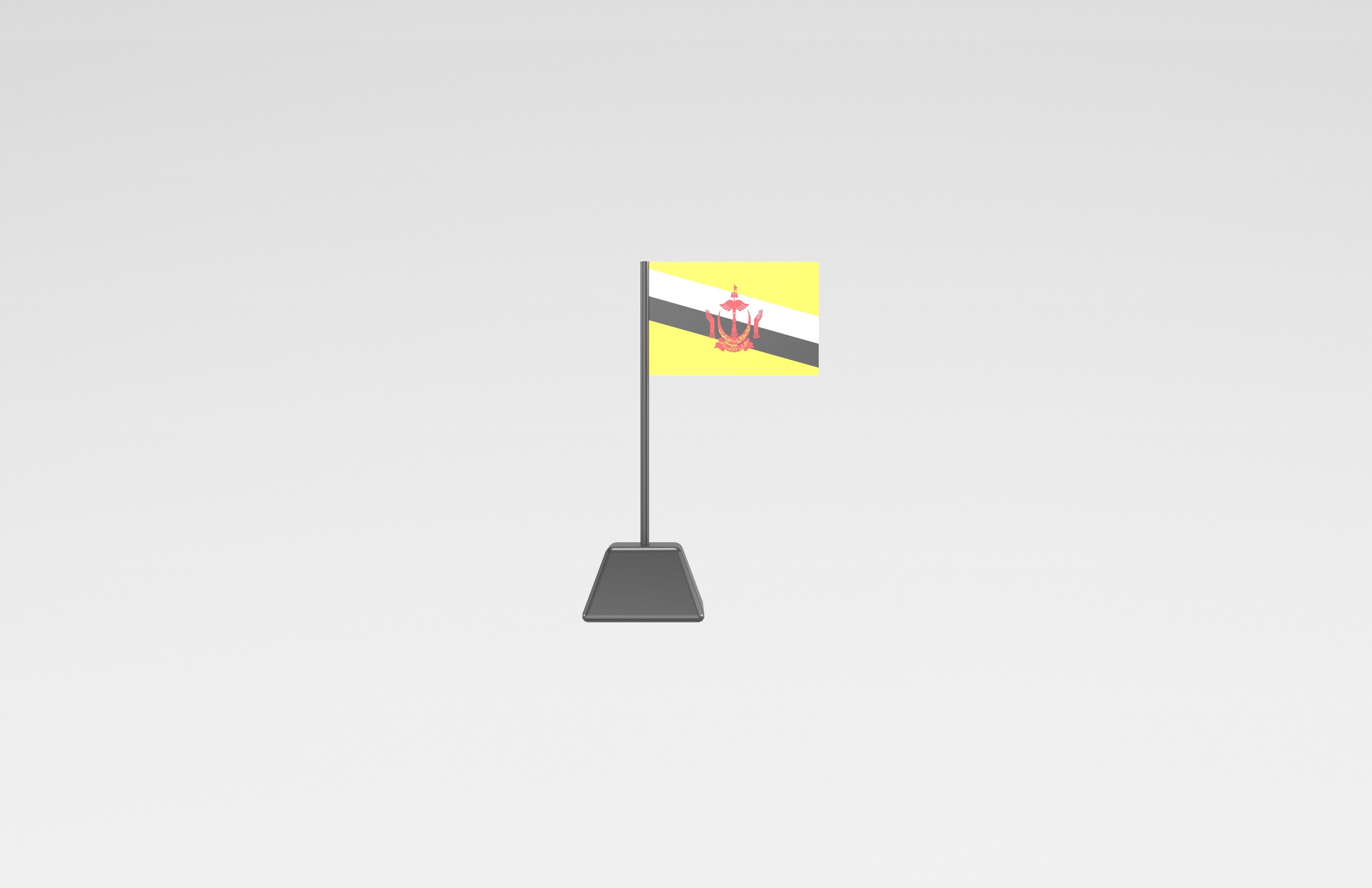 Cartoon Brunei Flag v1 001 Low-poly 3D model_1