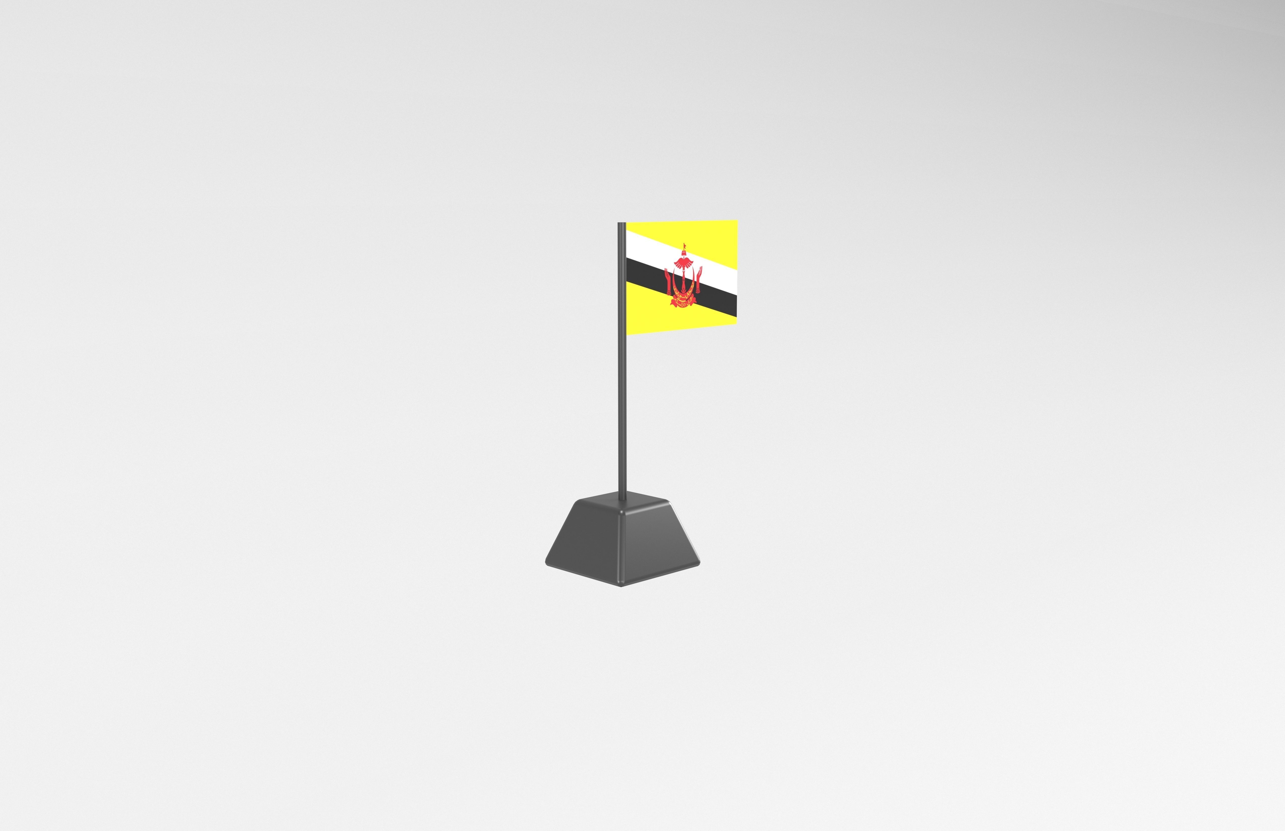 Cartoon Brunei Flag v1 001 Low-poly 3D model_3