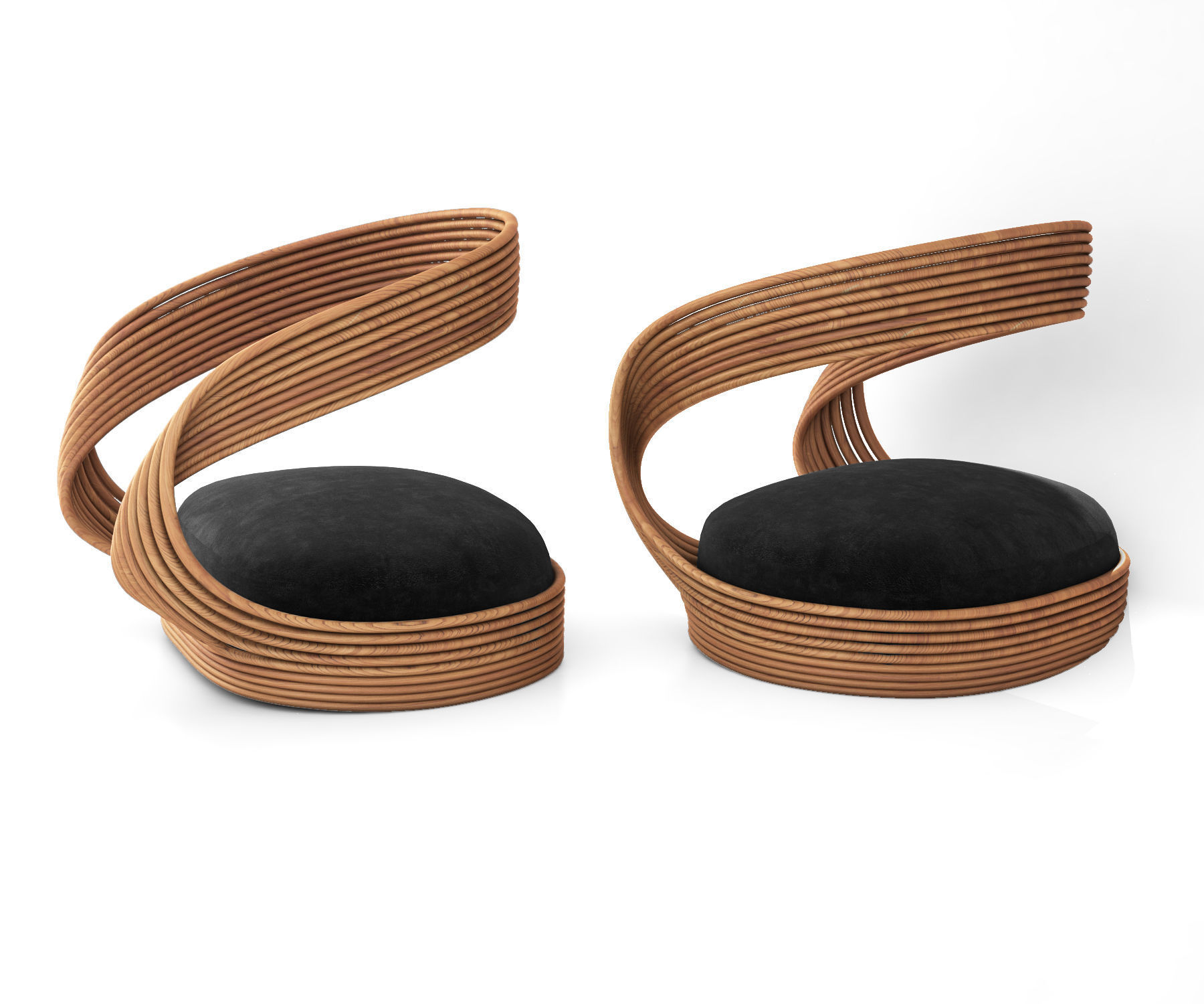 Joe Colombo rattan chair 3D model_1