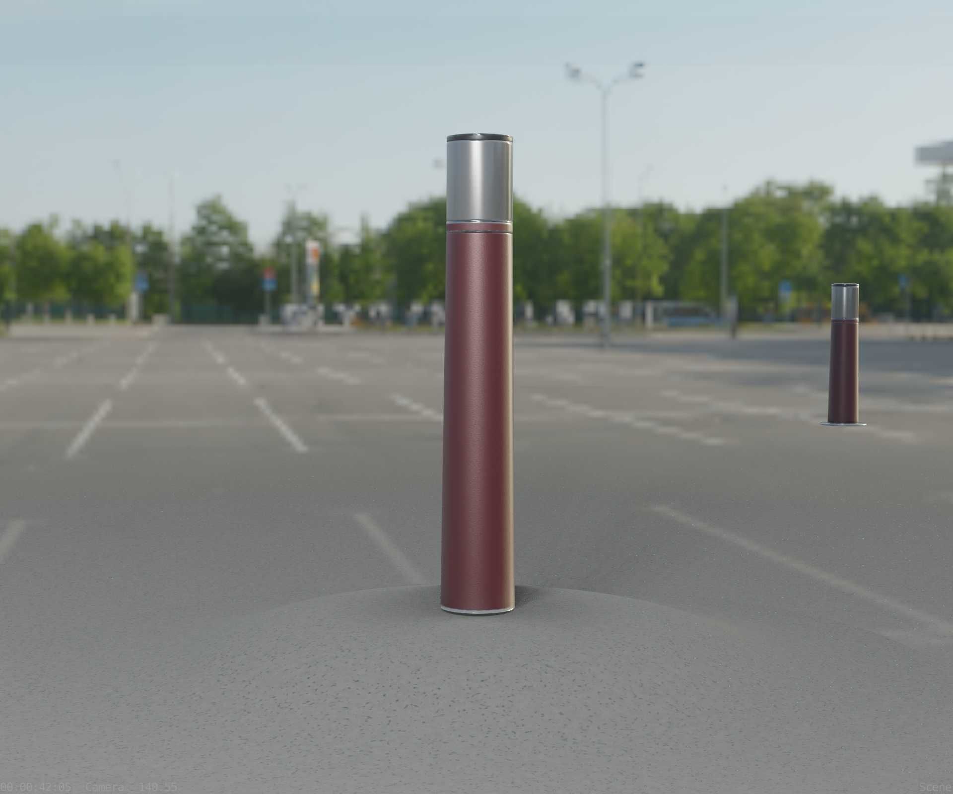 Dark Red Light-Column -11- Street-Light 9 Low-poly 3D model_13