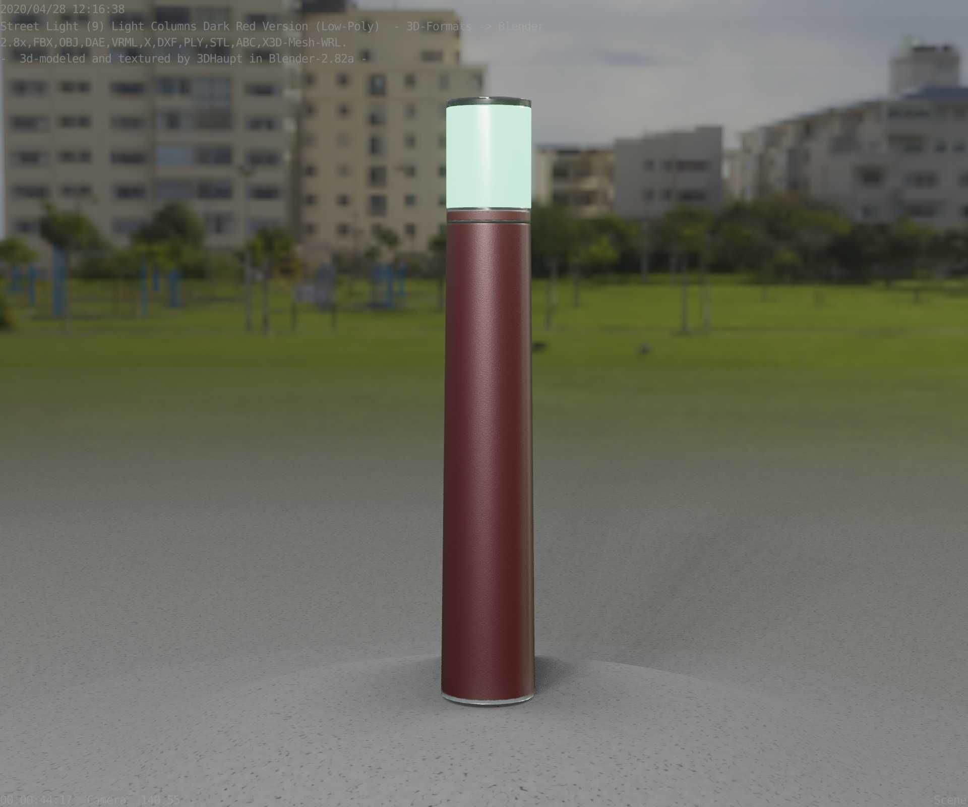 Dark Red Light-Column -11- Street-Light 9 Low-poly 3D model_73