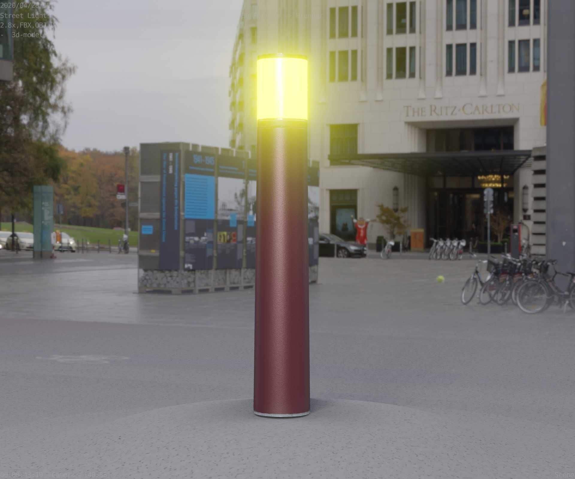 Dark Red Light-Column -11- Street-Light 9 Low-poly 3D model_51