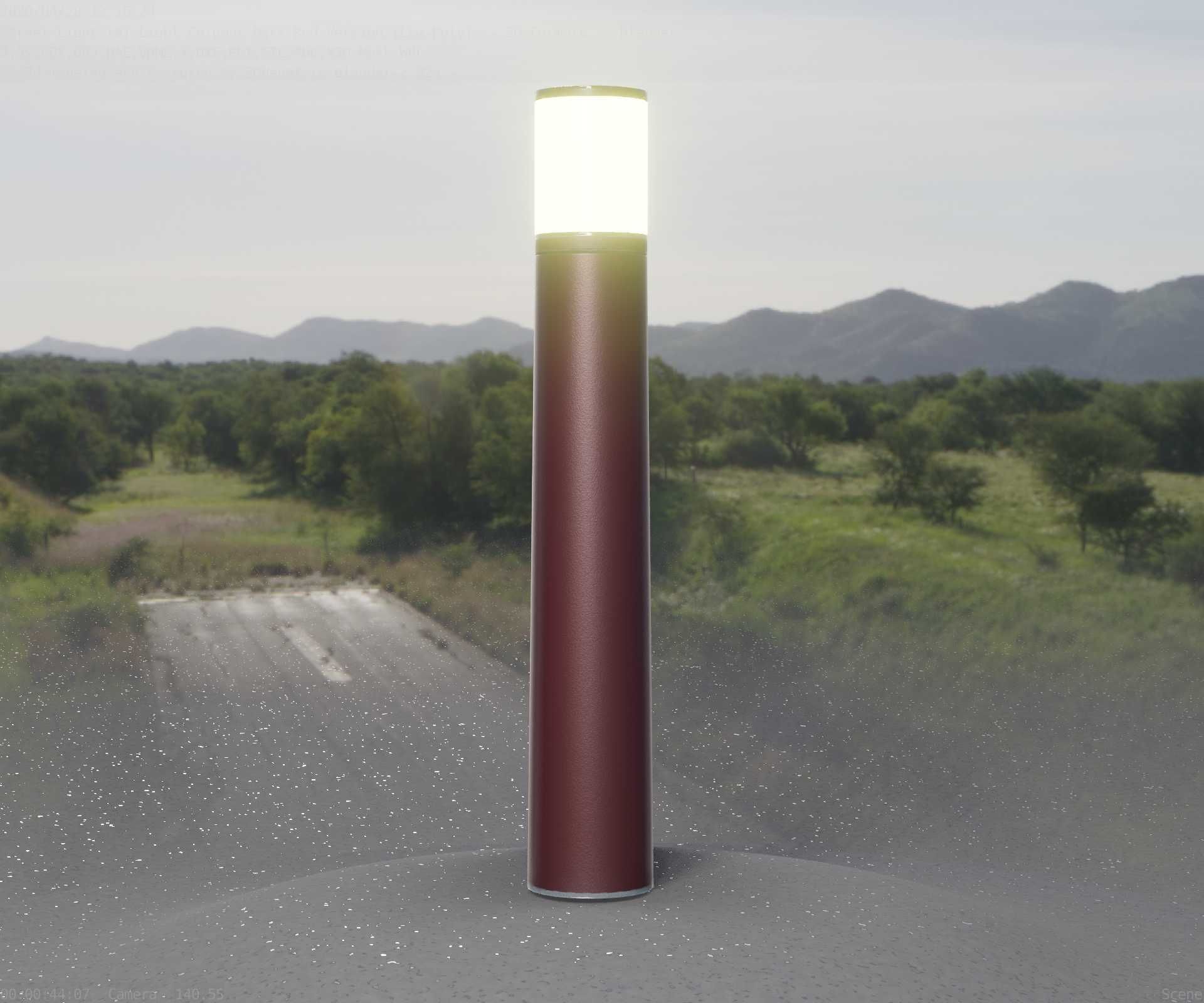 Dark Red Light-Column -11- Street-Light 9 Low-poly 3D model_63