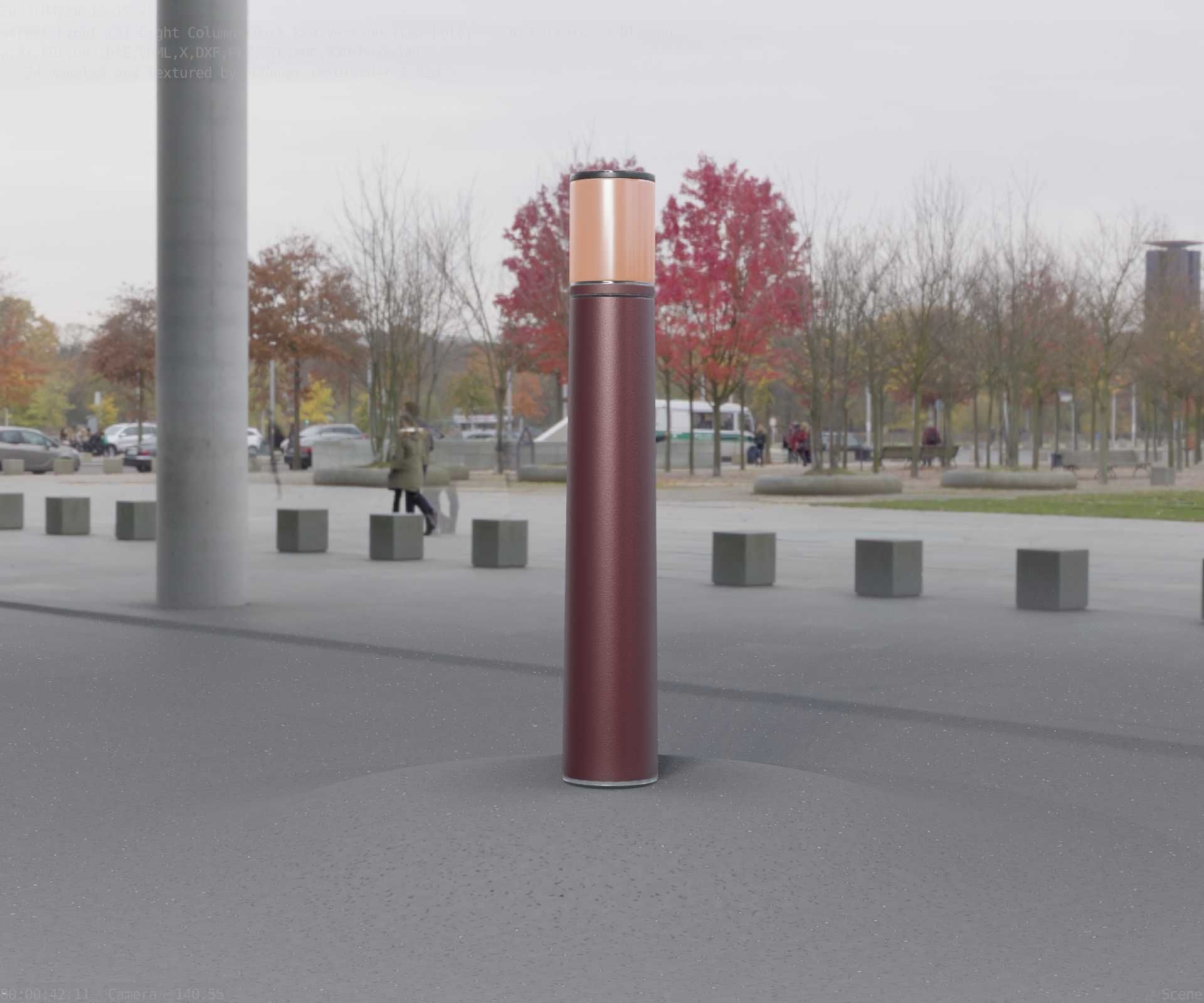 Dark Red Light-Column -11- Street-Light 9 Low-poly 3D model_19