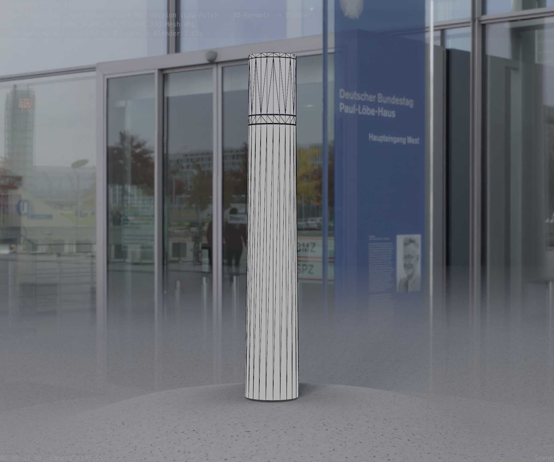 Dark Red Light-Column -11- Street-Light 9 Low-poly 3D model_50