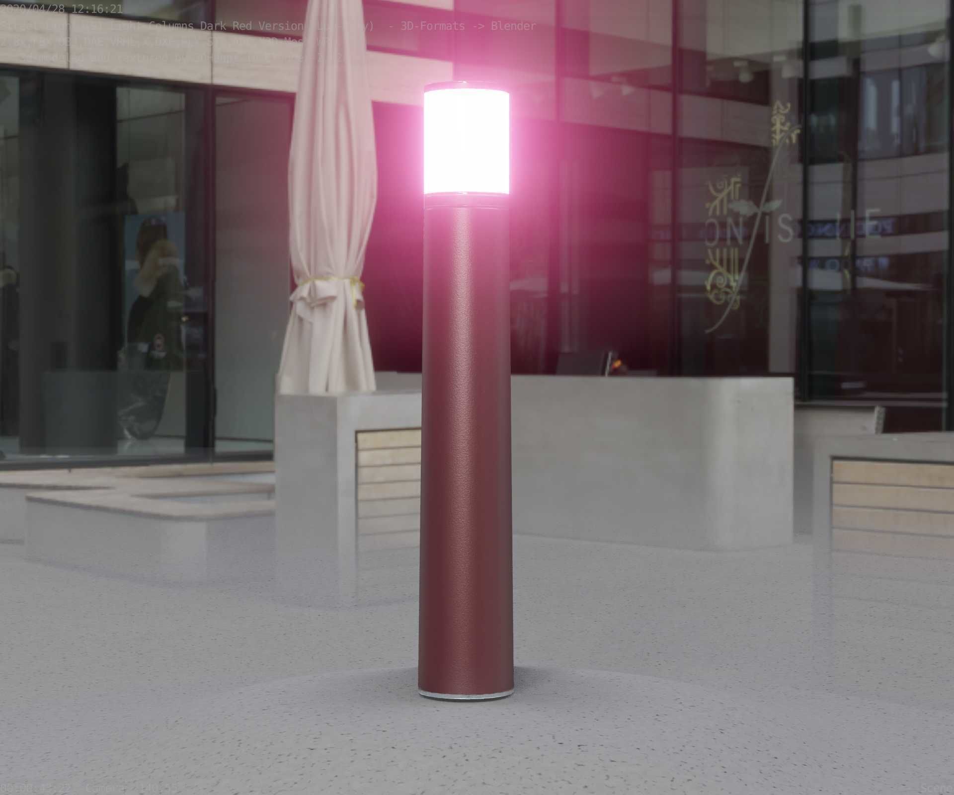 Dark Red Light-Column -11- Street-Light 9 Low-poly 3D model_54
