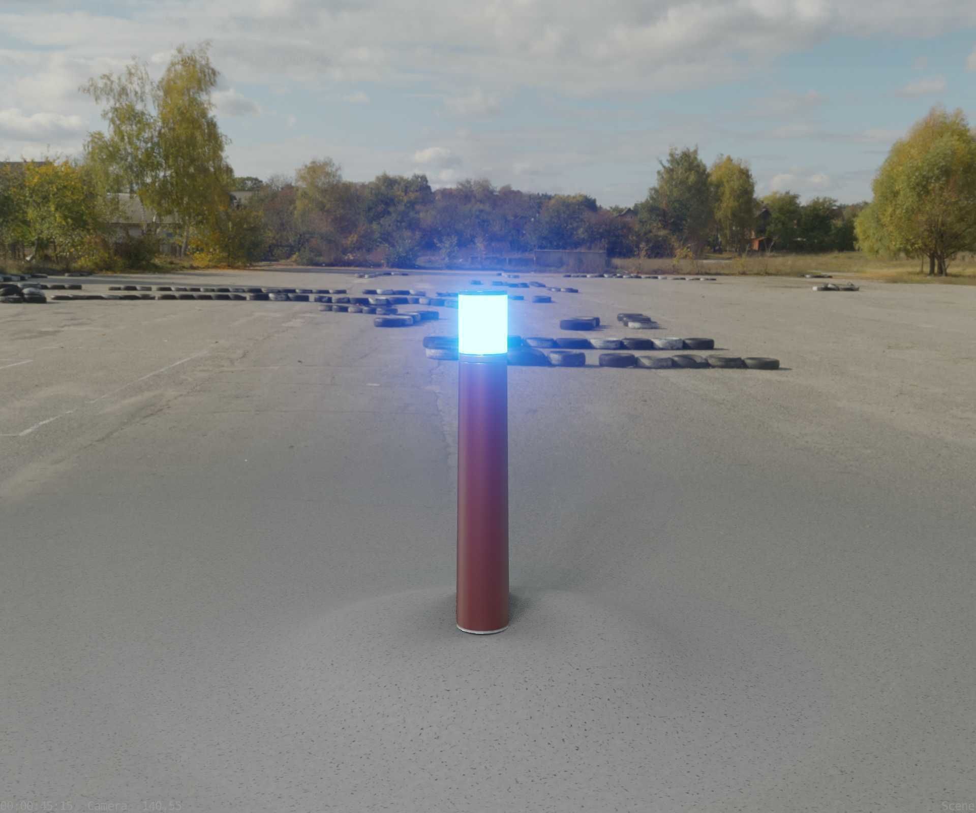 Dark Red Light-Column -11- Street-Light 9 Low-poly 3D model_95