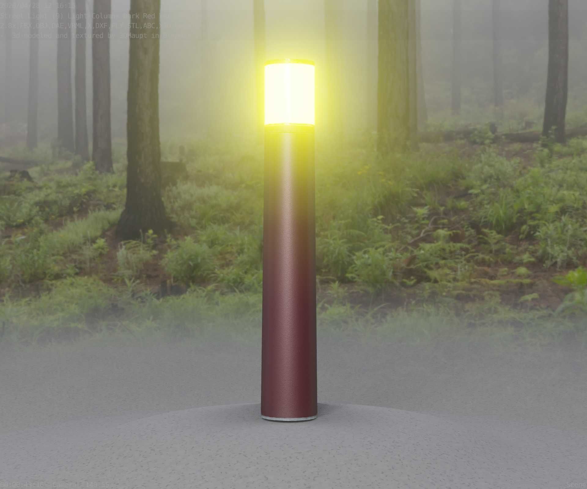 Dark Red Light-Column -11- Street-Light 9 Low-poly 3D model_48
