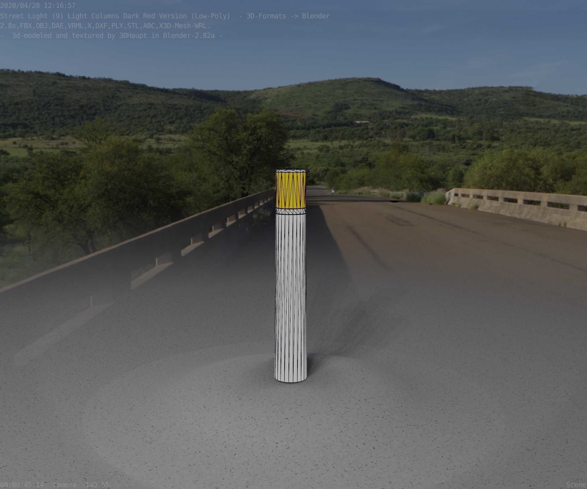 Dark Red Light-Column -11- Street-Light 9 Low-poly 3D model_94