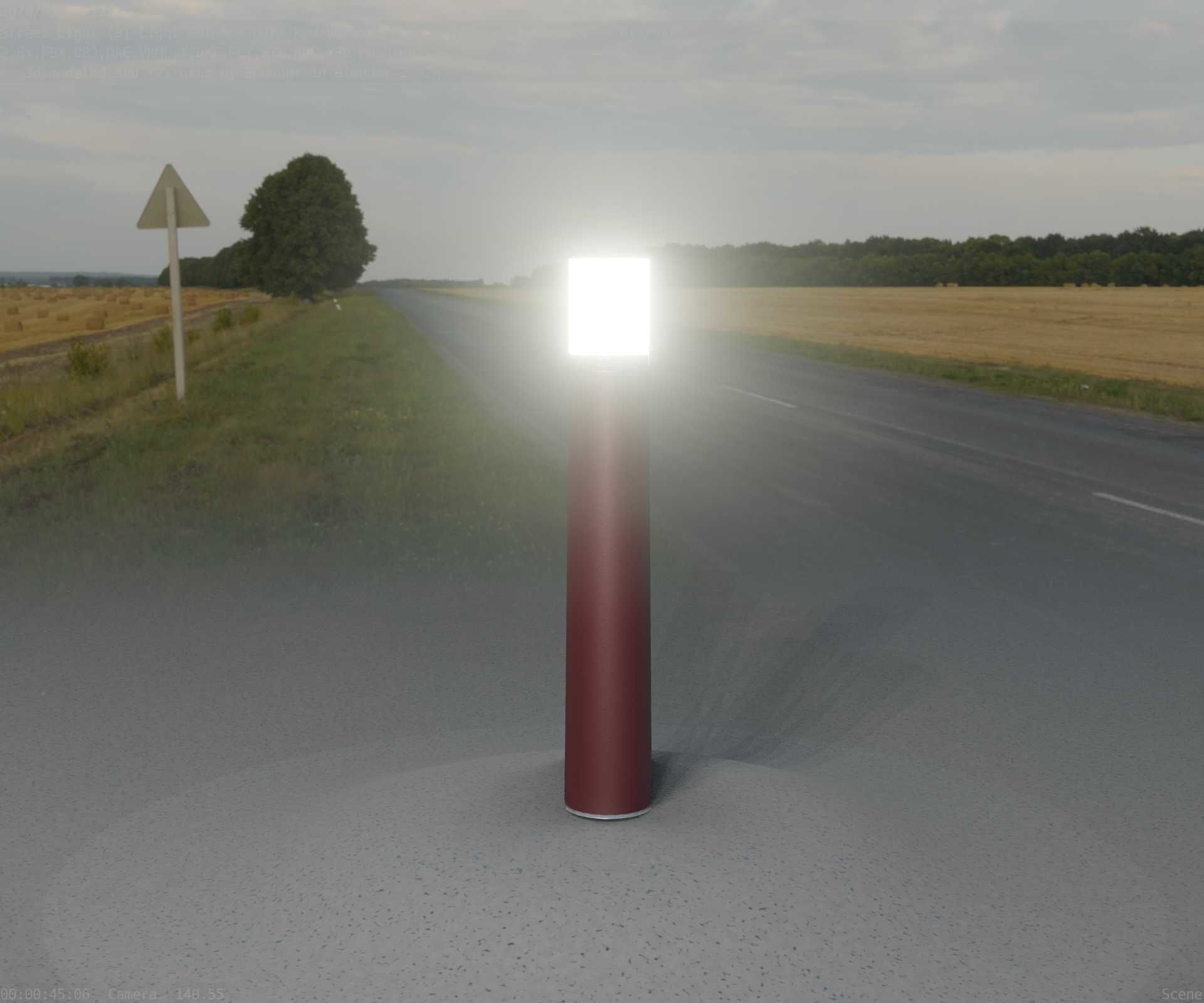 Dark Red Light-Column -11- Street-Light 9 Low-poly 3D model_86