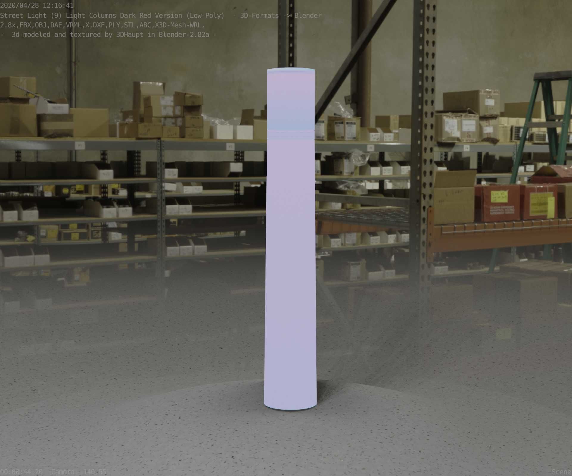 Dark Red Light-Column -11- Street-Light 9 Low-poly 3D model_76