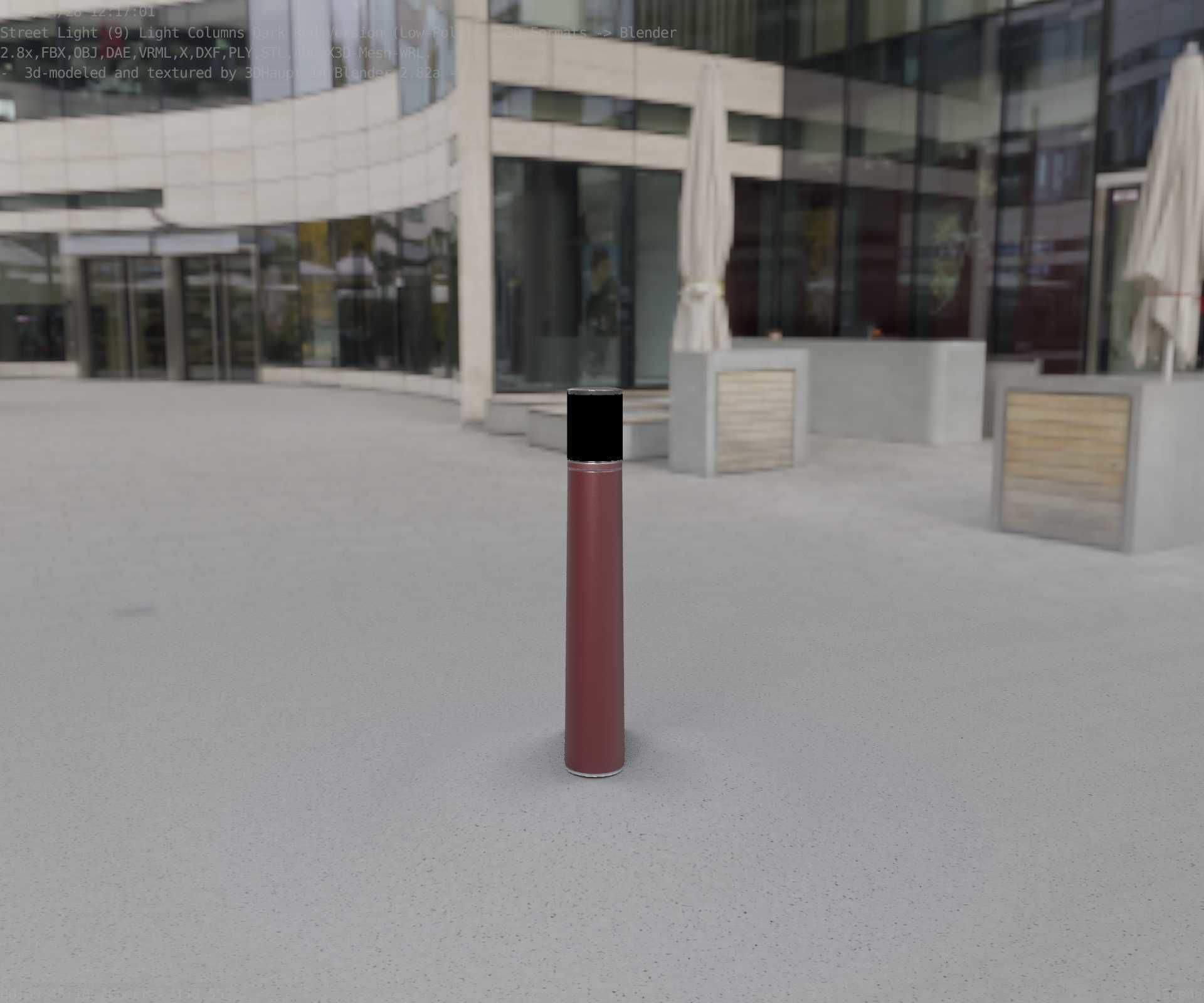 Dark Red Light-Column -11- Street-Light 9 Low-poly 3D model_98