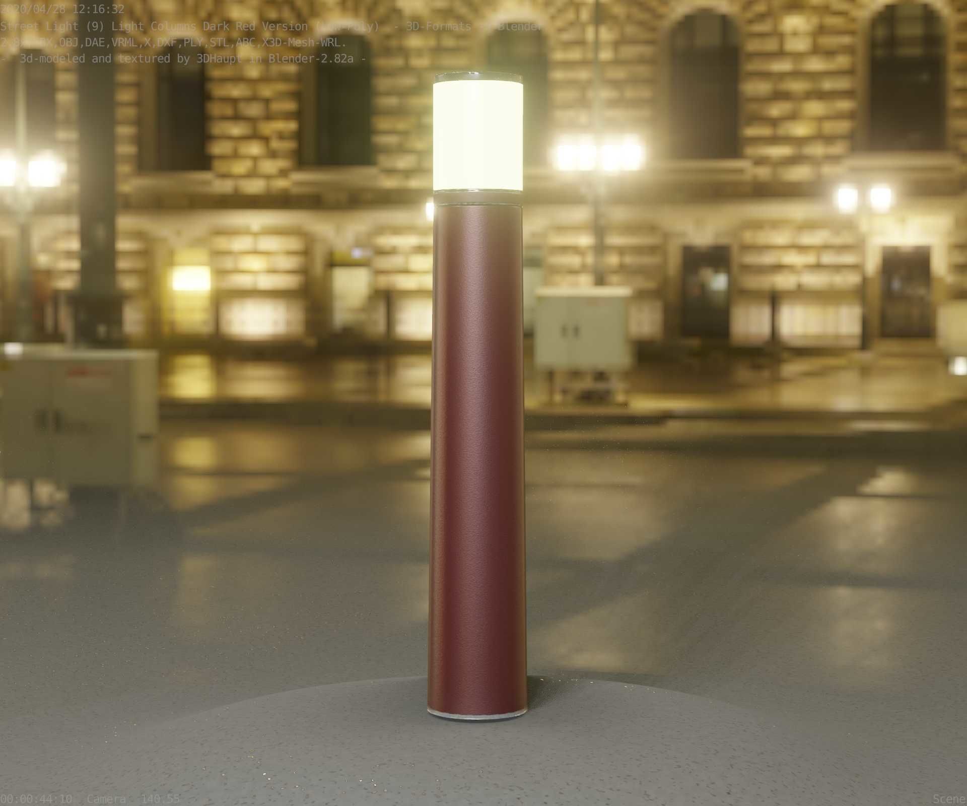 Dark Red Light-Column -11- Street-Light 9 Low-poly 3D model_66