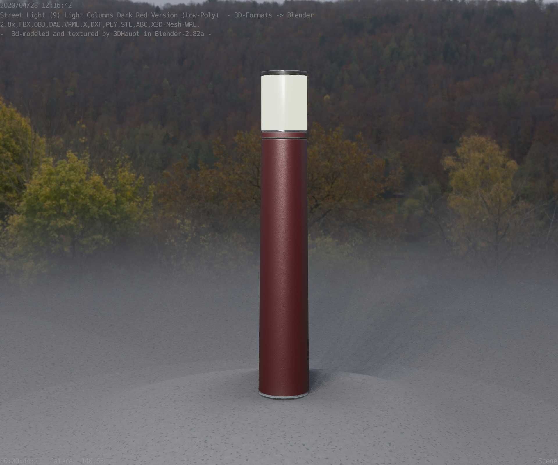 Dark Red Light-Column -11- Street-Light 9 Low-poly 3D model_77