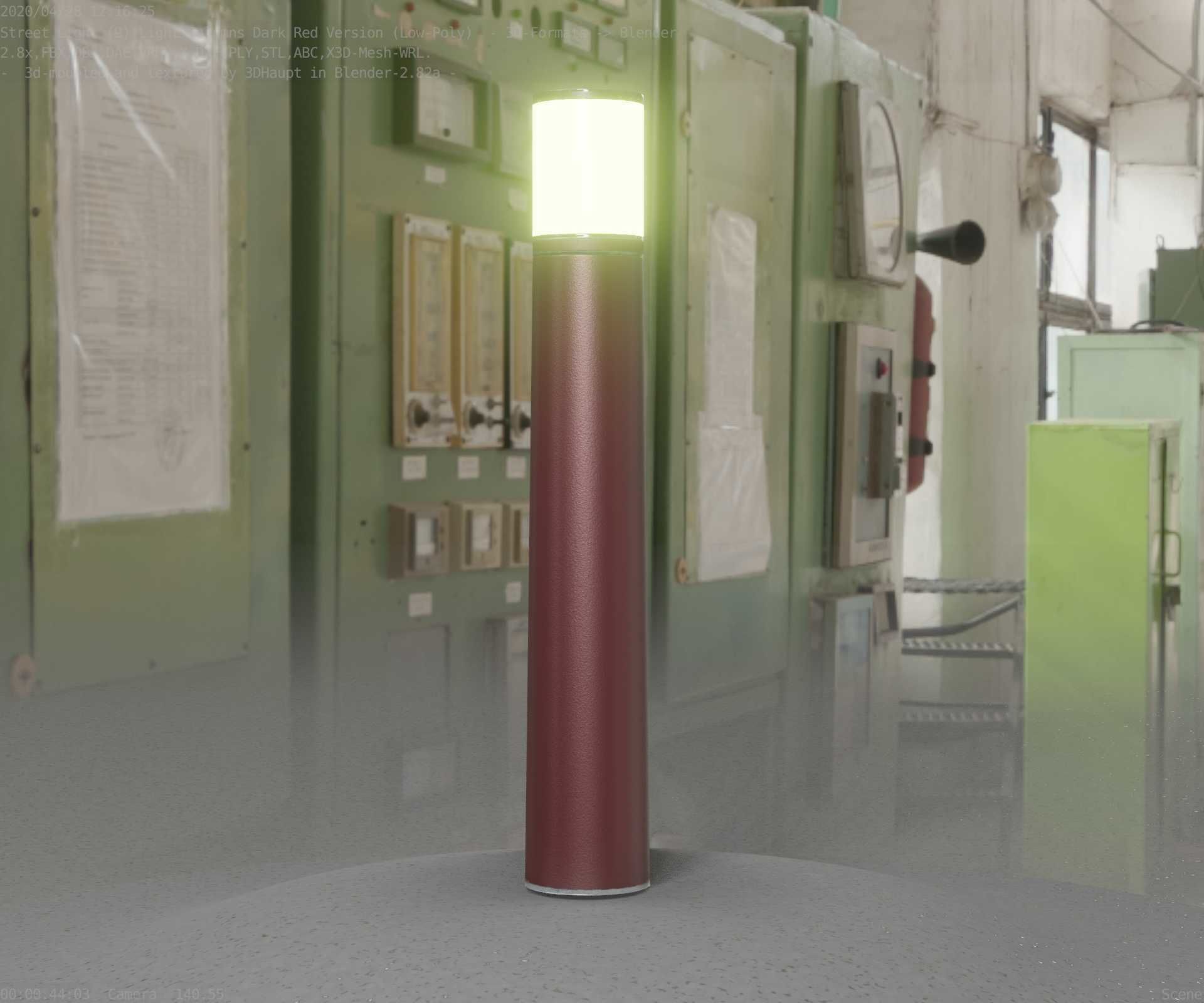 Dark Red Light-Column -11- Street-Light 9 Low-poly 3D model_59