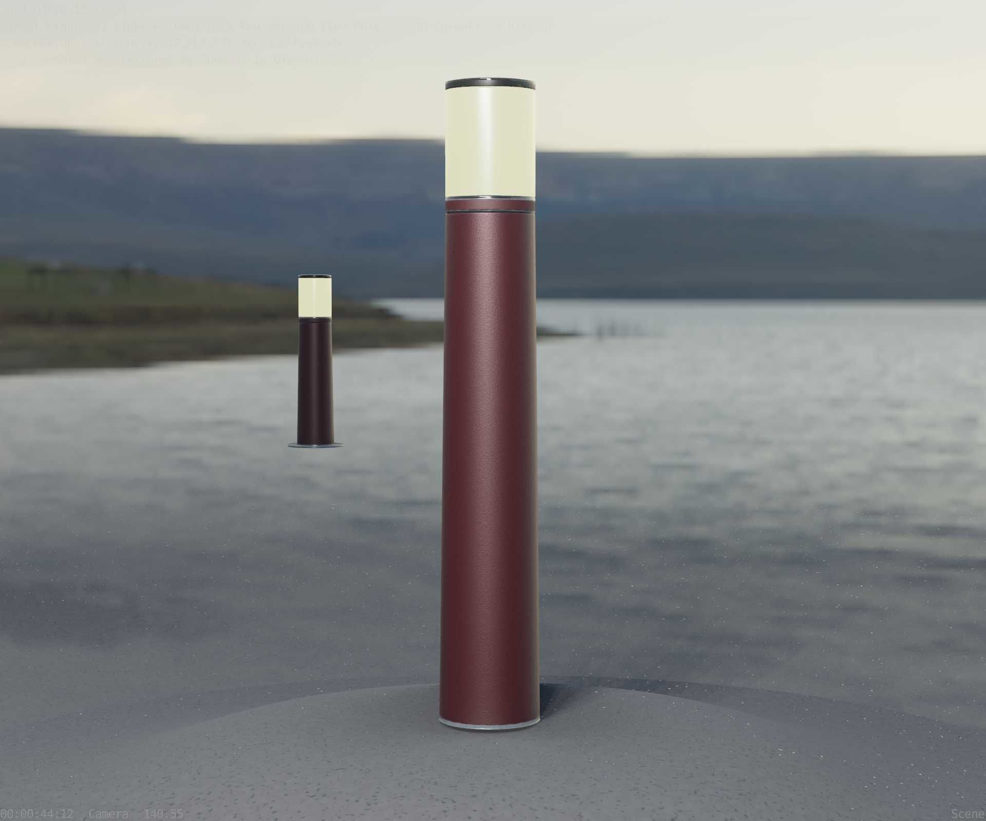 Dark Red Light-Column -11- Street-Light 9 Low-poly 3D model_68