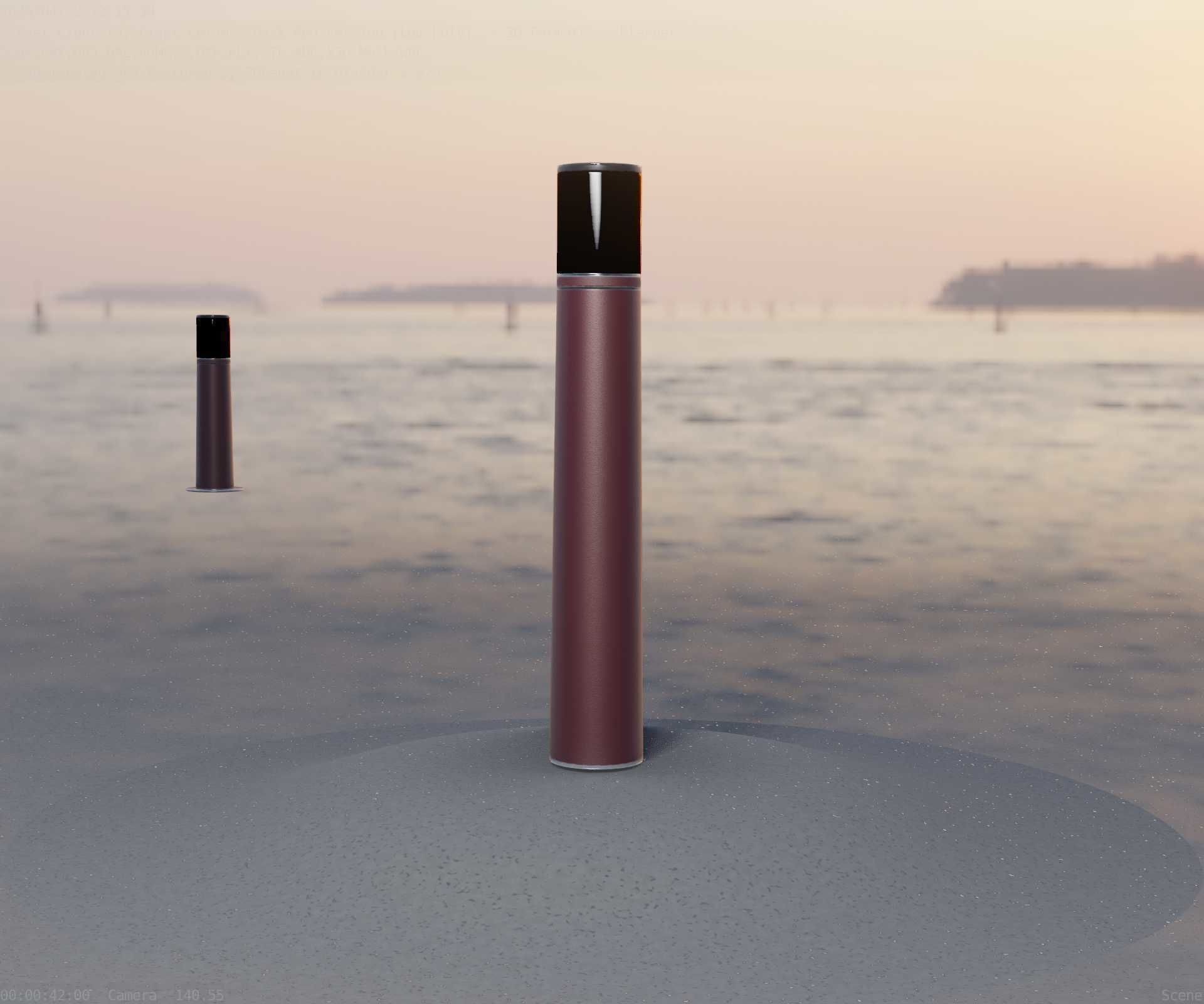 Dark Red Light-Column -11- Street-Light 9 Low-poly 3D model_8