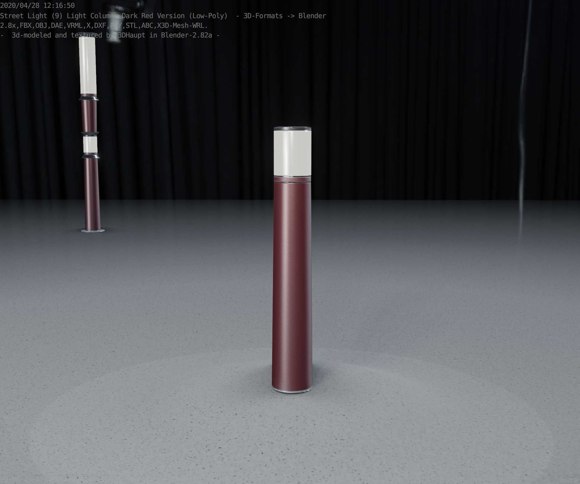 Dark Red Light-Column -11- Street-Light 9 Low-poly 3D model_87