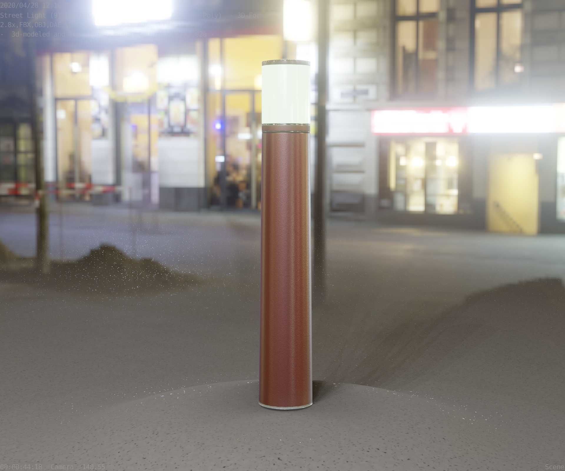 Dark Red Light-Column -11- Street-Light 9 Low-poly 3D model_74