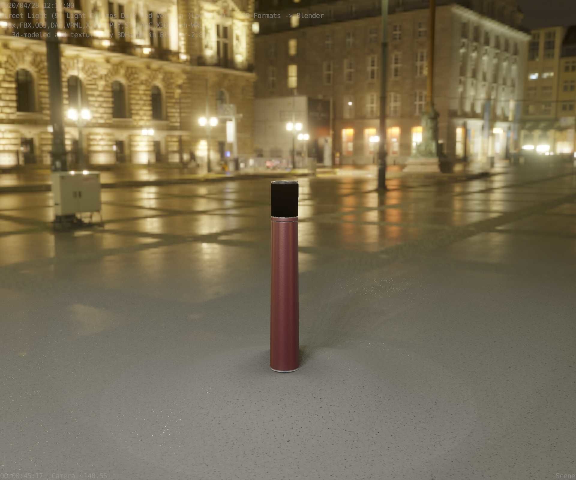 Dark Red Light-Column -11- Street-Light 9 Low-poly 3D model_97