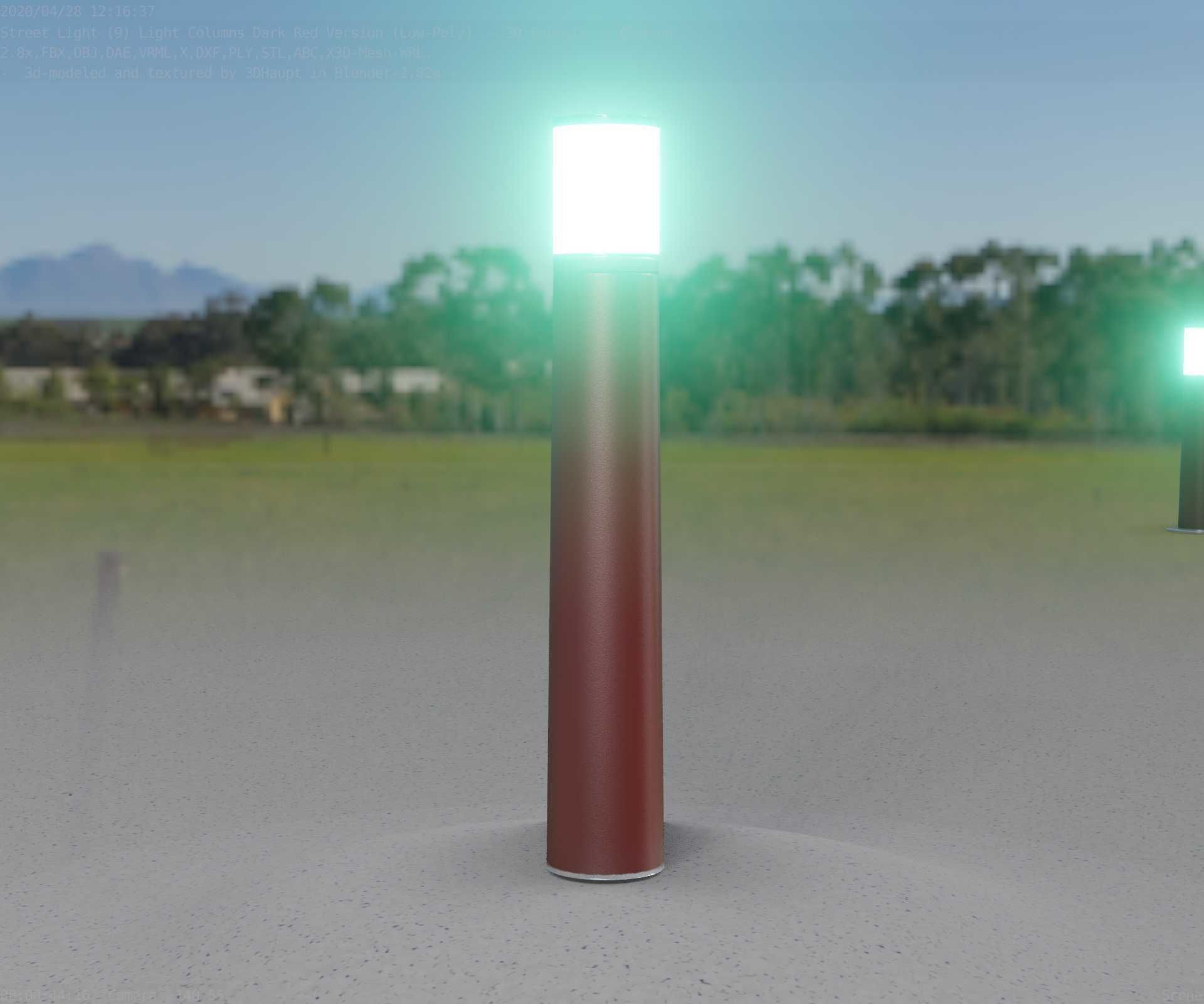 Dark Red Light-Column -11- Street-Light 9 Low-poly 3D model_72