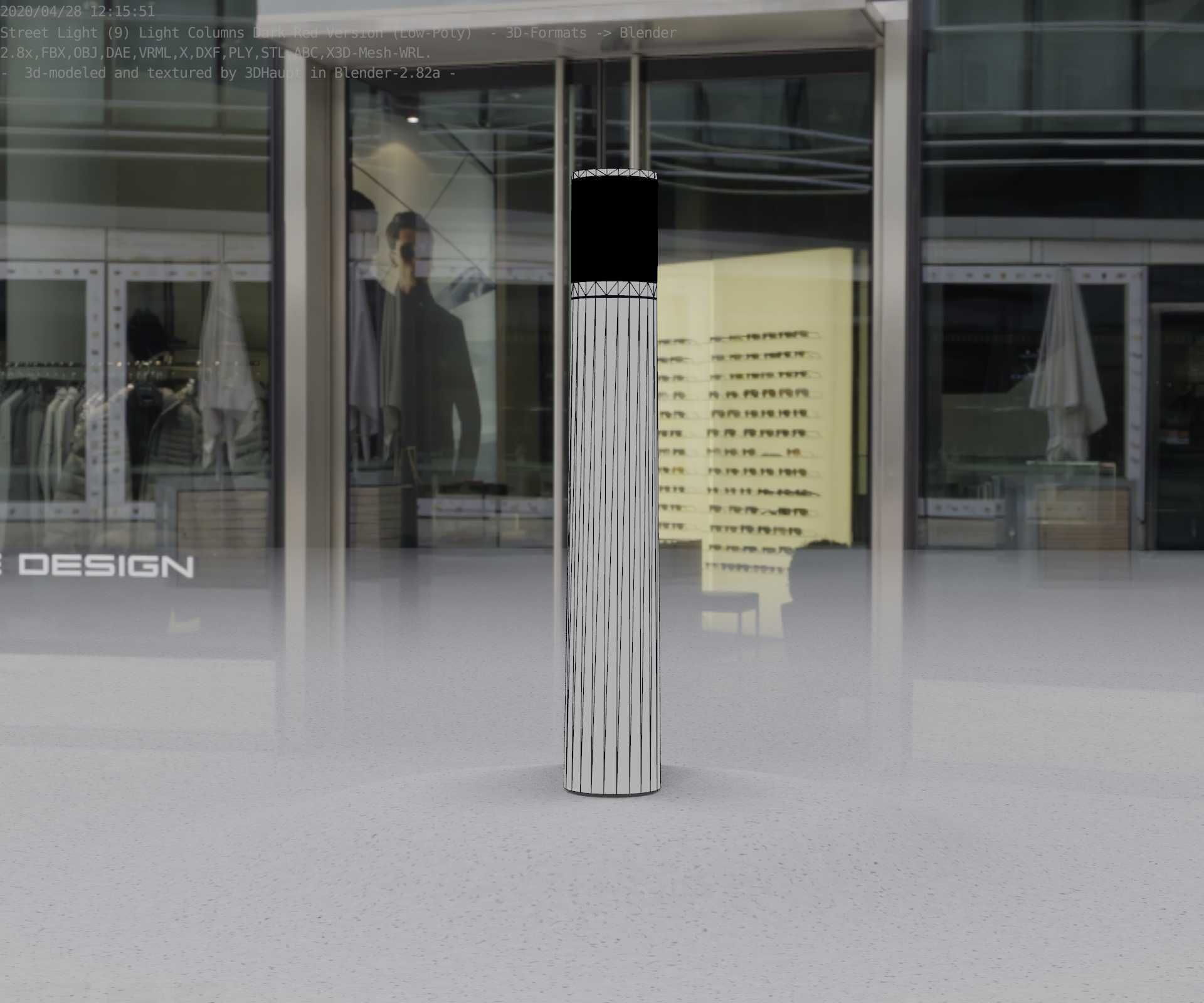Dark Red Light-Column -11- Street-Light 9 Low-poly 3D model_23