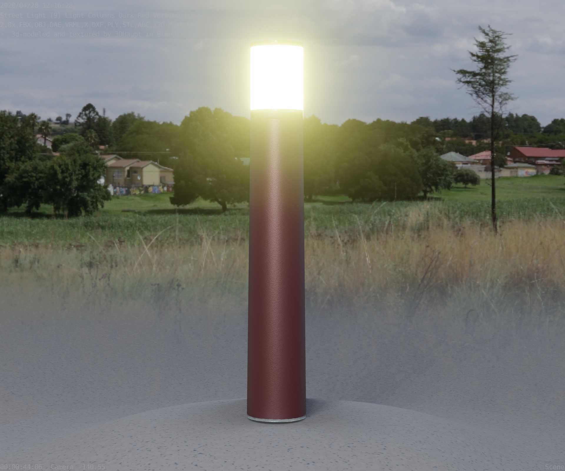 Dark Red Light-Column -11- Street-Light 9 Low-poly 3D model_62