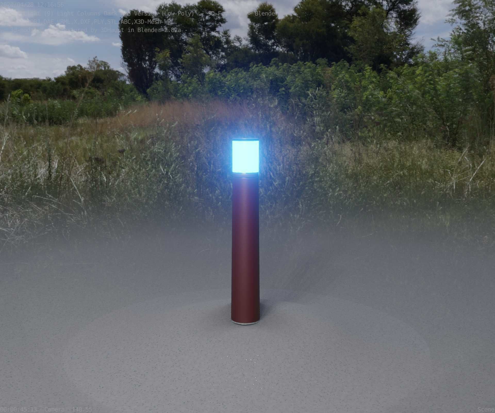 Dark Red Light-Column -11- Street-Light 9 Low-poly 3D model_93