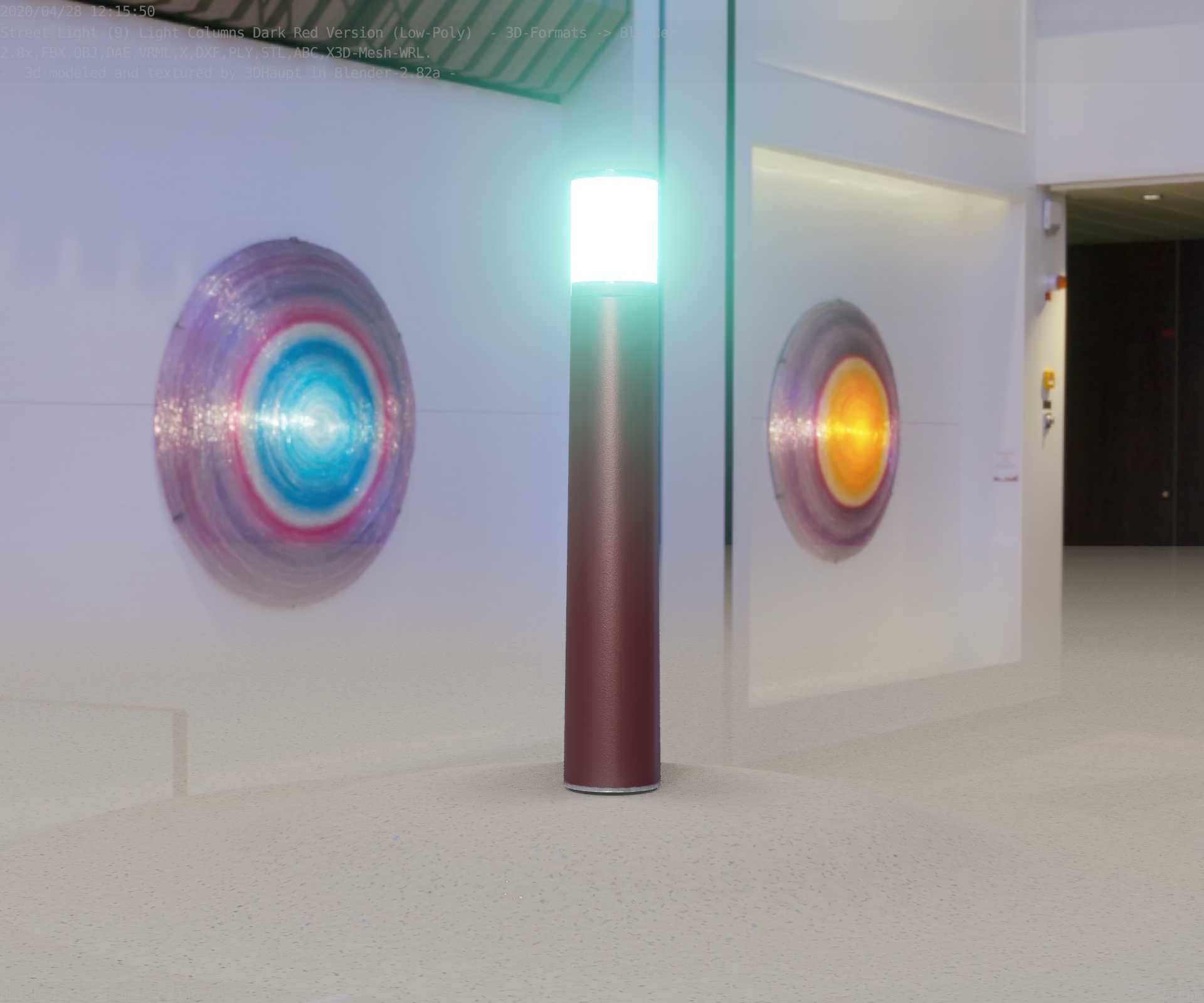 Dark Red Light-Column -11- Street-Light 9 Low-poly 3D model_22
