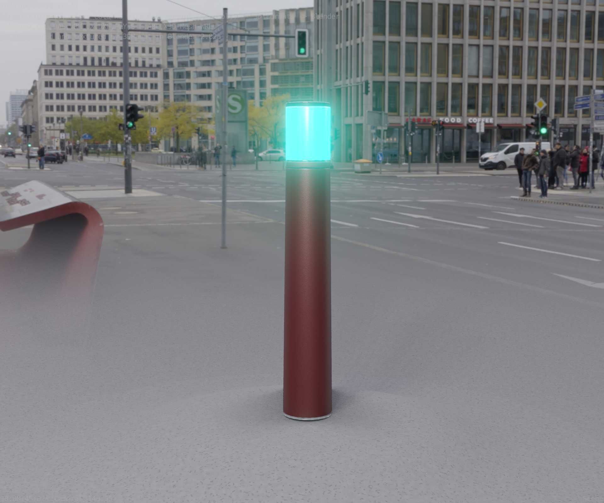 Dark Red Light-Column -11- Street-Light 9 Low-poly 3D model_82