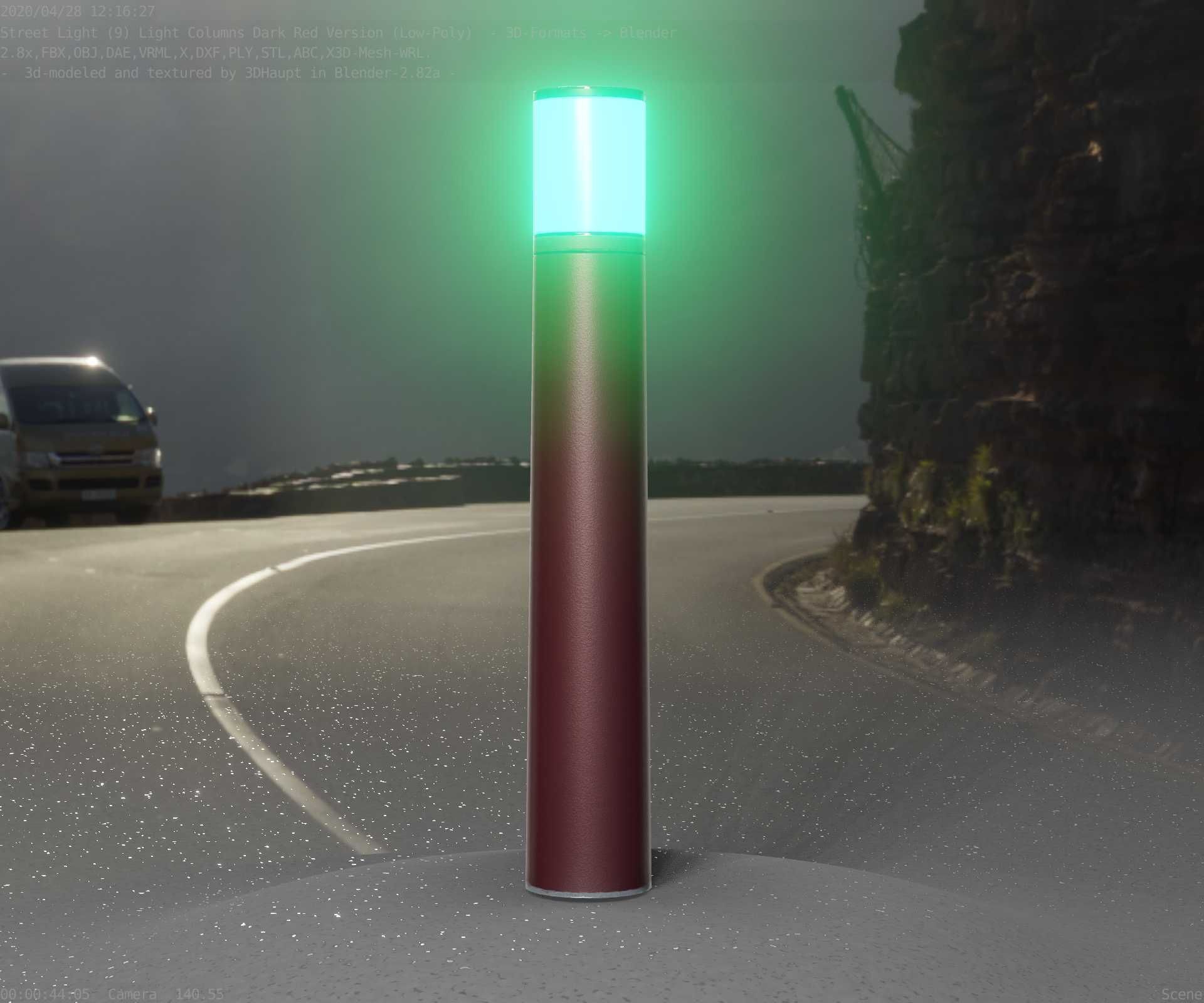 Dark Red Light-Column -11- Street-Light 9 Low-poly 3D model_61