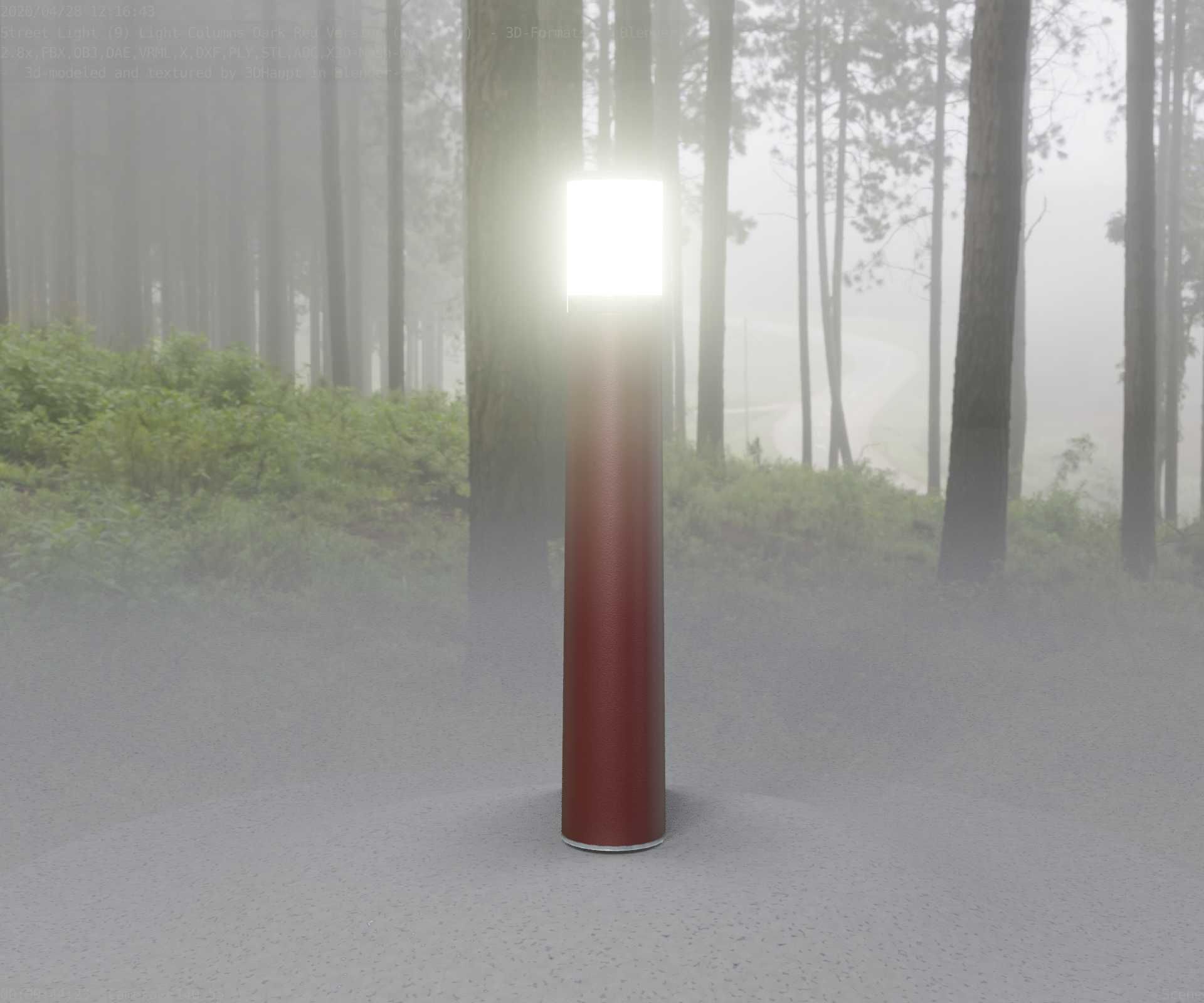Dark Red Light-Column -11- Street-Light 9 Low-poly 3D model_79