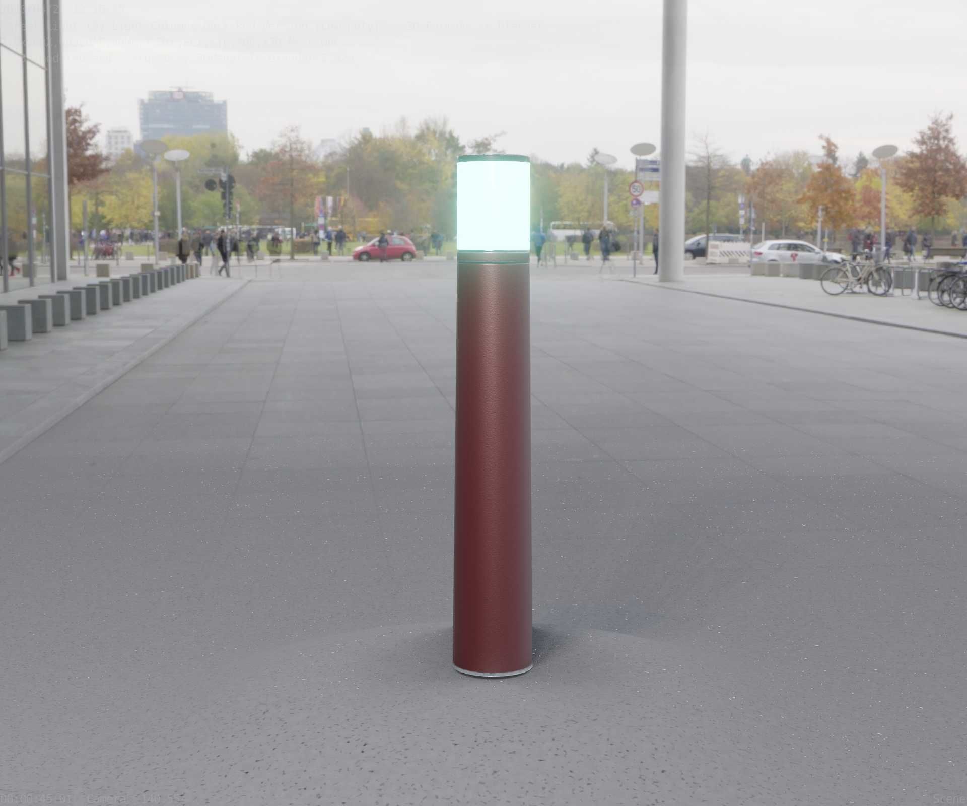 Dark Red Light-Column -11- Street-Light 9 Low-poly 3D model_81