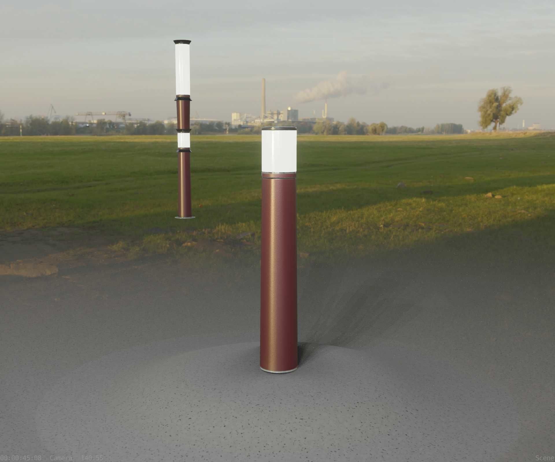 Dark Red Light-Column -11- Street-Light 9 Low-poly 3D model_88