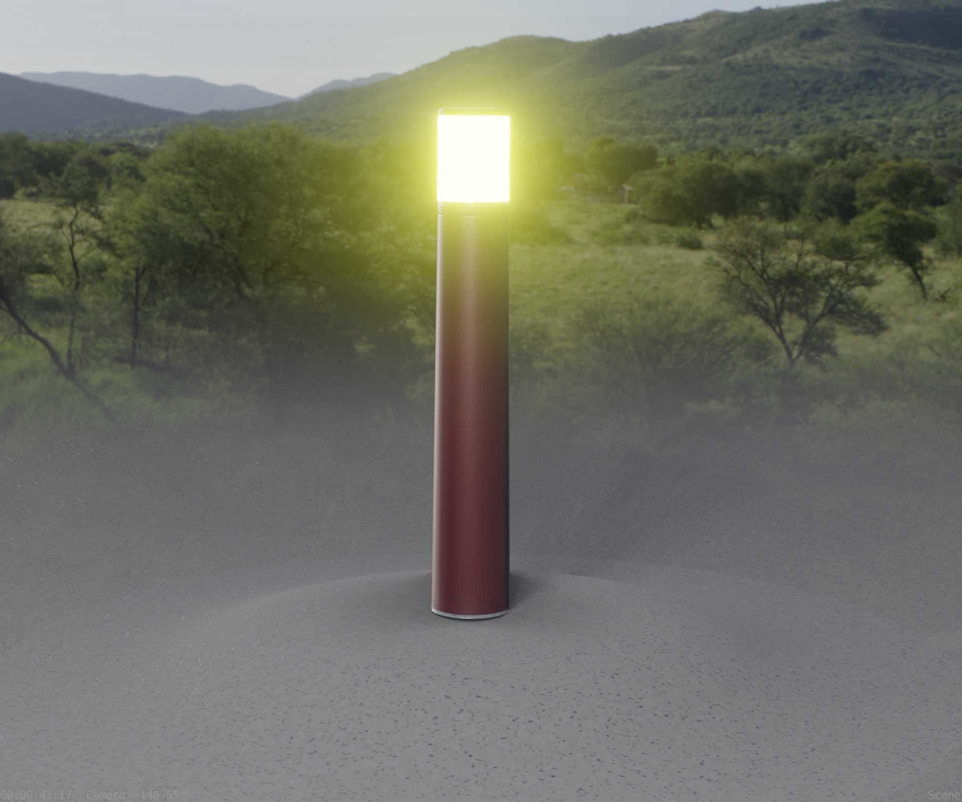 Dark Red Light-Column -11- Street-Light 9 Low-poly 3D model_1